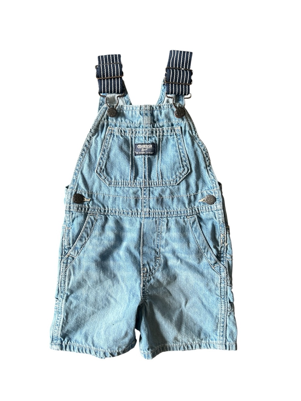 OshKosh B'gosh Light Blue Denim Shortall Overalls with Striped Straps